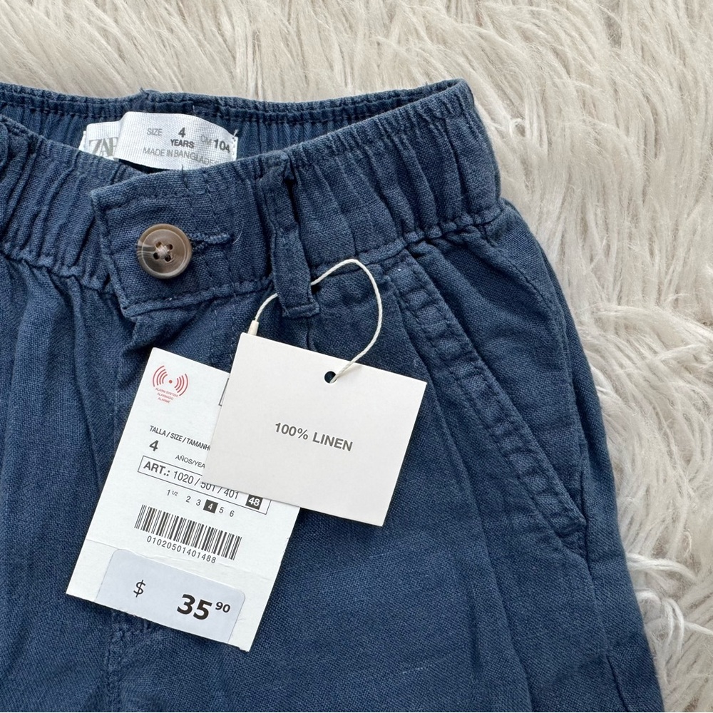 ZARA Kids Boys Navy Blue Linen Pants